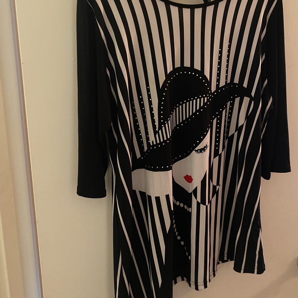 Elegant Black and White Striped Women's Blouse